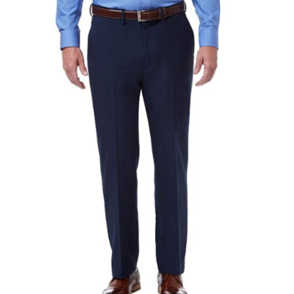 Haggar Men's Premium Comfort Classic Fit Navy Blue Dress Pants New Size 34W X 30